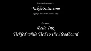 Bella Ink Tickled while tied to a headboard of a bed F-F