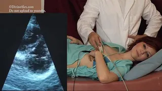 Alex ultrasound of heart in left lateral decubitus position.