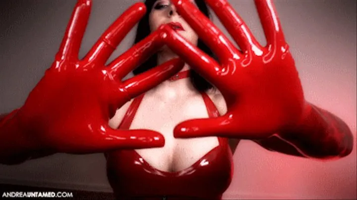 Red Latex Opera Gloves - Mobile