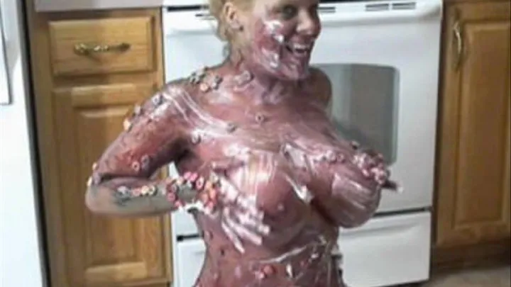 Busty MILF Angel is covered in syrup