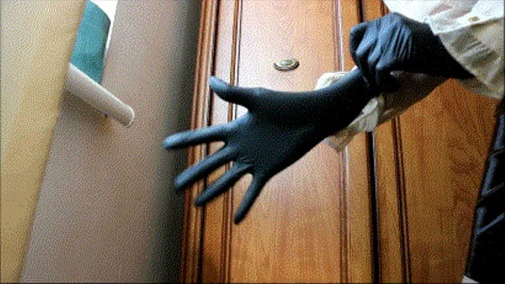 HJ Black rubber glove handjobs