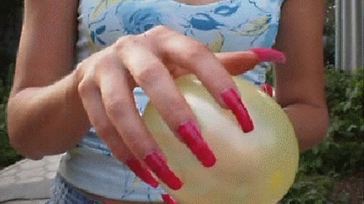 Burst the ballons with passionate red nails