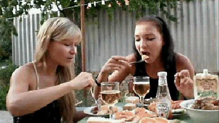 2 girls overeating