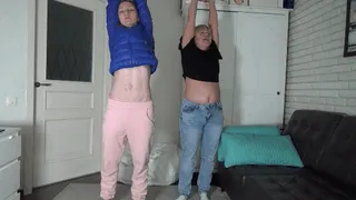 Girls Showing belly when stretching 4 BB