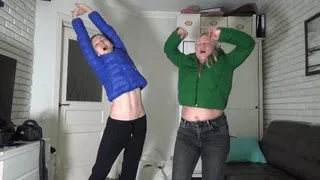 Girls Showing belly when stretching 5 S