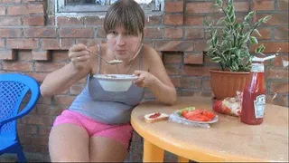 girl overeating (B)