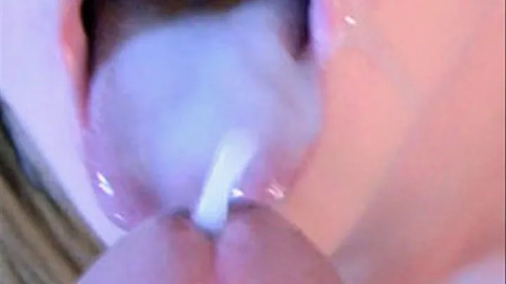 Extreme Close-up of Cutie Odette Delacroix eating huge thick load of Cum! - .