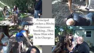 Principal Catches to HOT Bitchy Princess Smoking Behind School in the Teachers area...