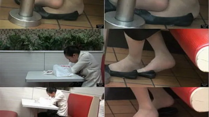 waitress nylon feet in rest 21