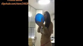 Blowing some balloons & going topless!