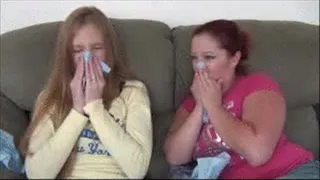 Soaking Blue Tissues- Amy and Veronica