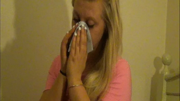 Talia- Blue Tissues- Nose Blowing