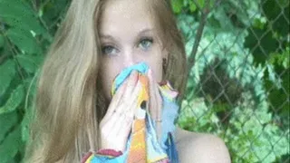 Goddess Amy- My 1st Hankie Nose Blow