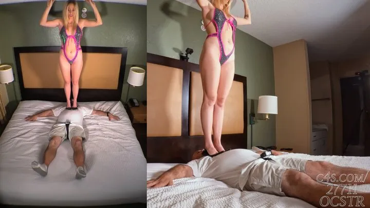 Zoey Chanelle ZoeyBot Trampling by Commands - Above View and Bed Cam