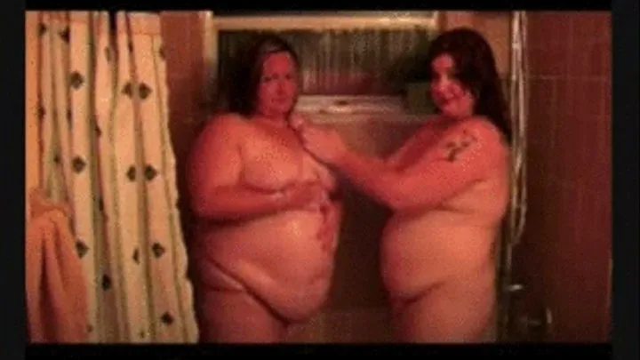 Two fatties shower and play