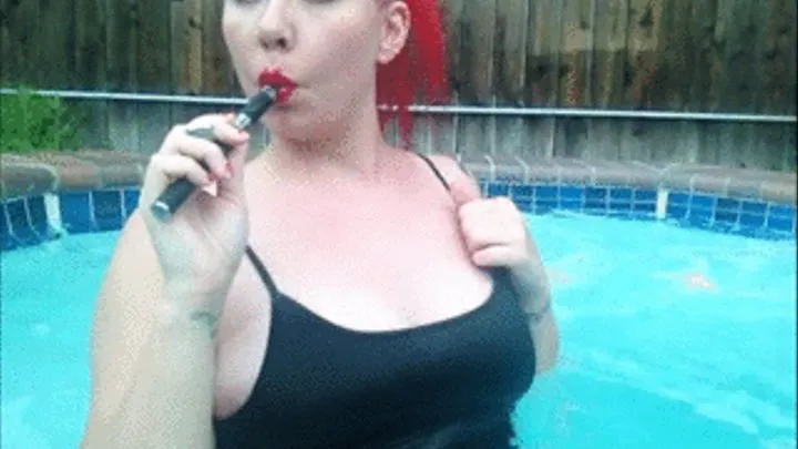 E Cig and Boobs in the hot tub