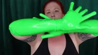 Cum Quick for my Lime Green Latex Opera Length Gloves