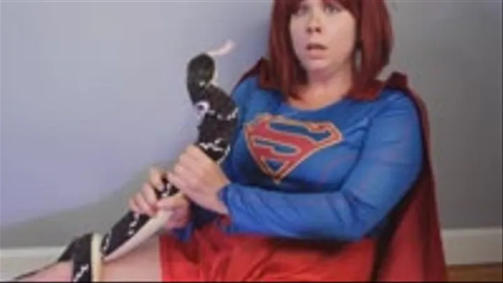 SUPERGIRL Vs The SNAKE! Superheroine Squeezed Stuck and Struggling