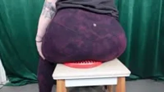 Sitting on Whopee Cushion in Yoga Pants, Shorts and Bare Ass