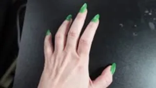 Long Sharp Green Fingernails Show off, Scratch hard surface