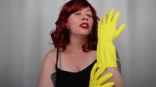 Yellow Rubber Gloves JOI from Stepmom with Auburn Hair