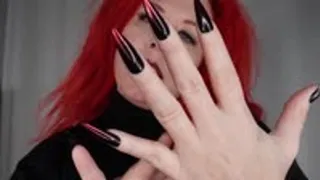 JOI to Long Sharp Nails in black and red Ombre Color