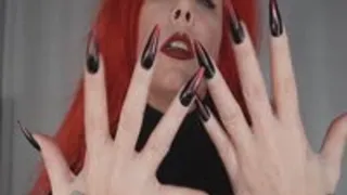 JOI to Long Sharp Nails in black and red Ombre Color