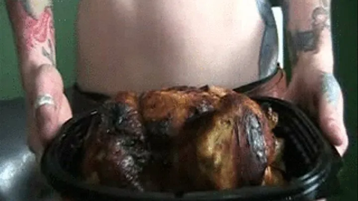 AVA EATS A WHOLE CHICKEN AND GETS A BIG SEXY STUFFED BELLY * ***