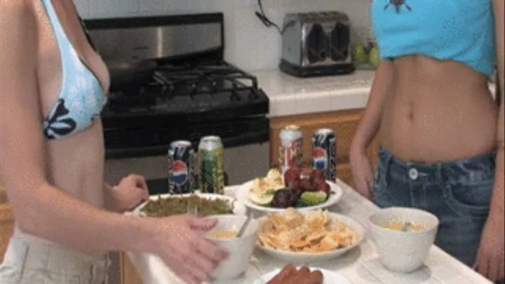 AMELIA AND CLAIRE SHARE A HUGE FEAST THAT ENDS IN A LITTLE FOOD FIGHT *** ***