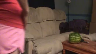 EXTREME WATERMELON BLOAT - CLAIRE WEIGHS HERSELF BEFORE AND AFTER EATING A HUGE WATERMELON
