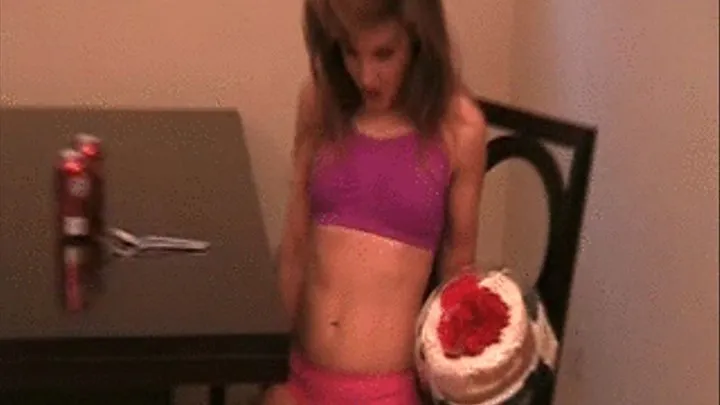 BRANDI EATS AN ENTIRE STRAWBERRY CREAM CAKE, AND GETS A BIG STUFFED BELLY AND FEELS SICK AND MISERABLE *** ***