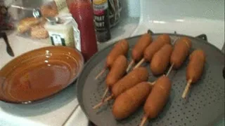 VANESSA PIGS OUT ON CORNDOGS AND GETS STUFFED!