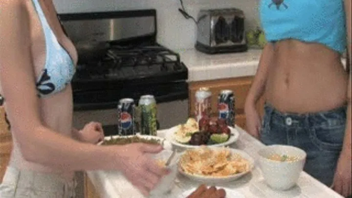 AMELIA AND CLAIRE SHARE A HUGE FEAST THAT ENDS IN A LITTLE FOOD FIGHT