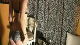 Smoking in Zebra Bra and Panties and Sexy Shoes