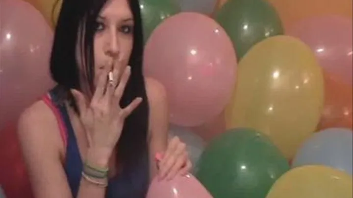 Blowing up a baloon with cigarette smoke