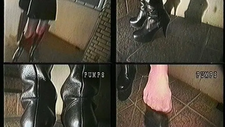 Lady removes her high heeled boots and shows her pantyhosed feet - VV-003 - Full version ( - AVI Format)