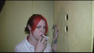 Tattoo Girl Josie Sucks Off A Strangers Cock Through A Hole While Smoking!