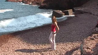 high heel trample and shoes cleaning at the seaside