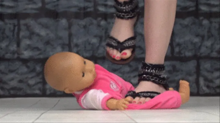 closeup Baby Doll Crushing Trampling Walking Stepping