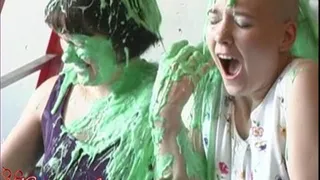 Two Women get Green Slimed WAM