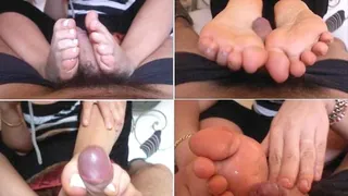 SAMY FOOTJOB WITH CUMSHOT inside her giant and wet feet! FANTASTIC!! - 2/2 part includes cumshot