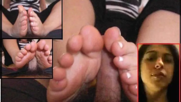 SAMY FOOTJOB WITH CUMSHOT inside her giant and wet feet! FANTASTIC!! 1/2 part