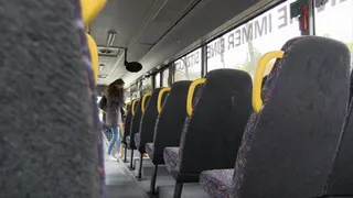 Cum at the public bus