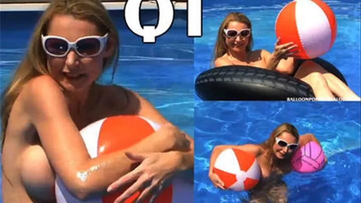 Savannah in the pool with beach balls QT