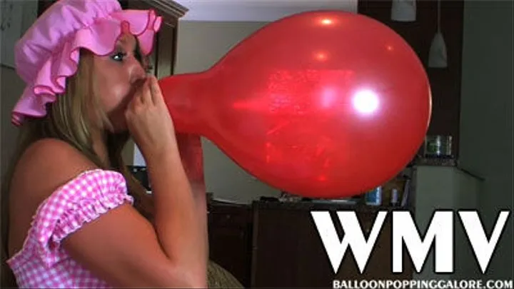 Zoe red balloon blow to pop