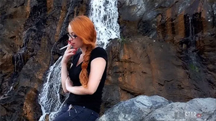 Smoking Near Waterfall