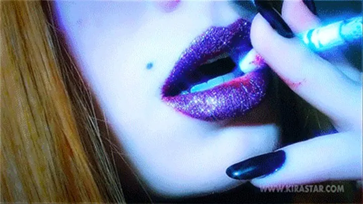 Shiny Purple Lips Smoking