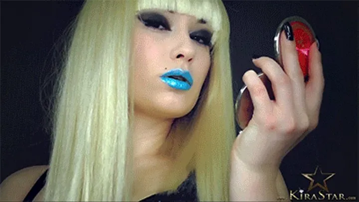 Blonde Blue Lipstick Fetish