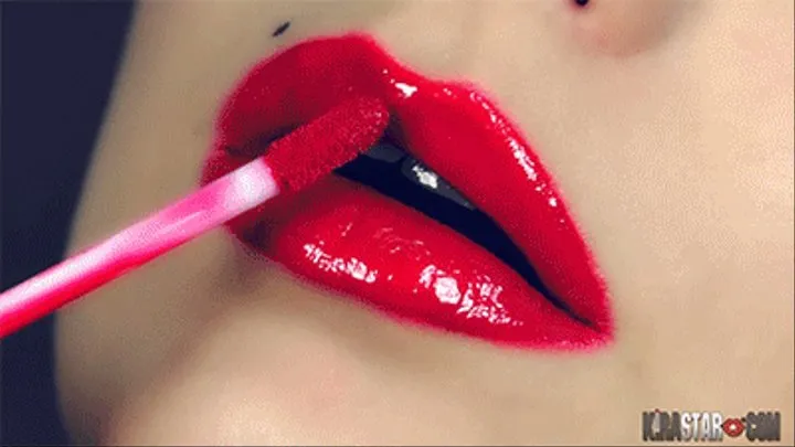 Glossy Red Lipstick Fetish