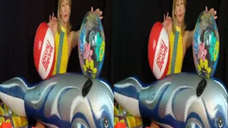3D - Alina deflating pooltoys in sexy swimsuit